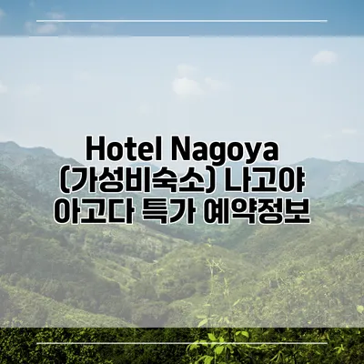 Hotel Nagoya (가성비숙소) 나고야 아고다 특가 예약정보