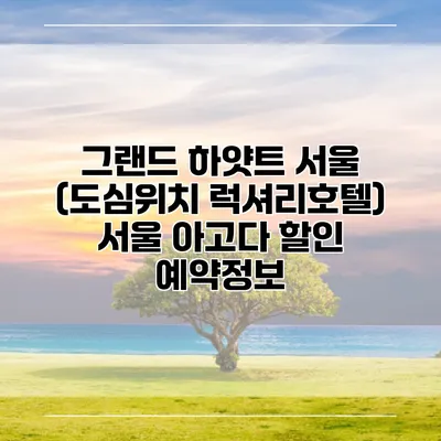 그랜드 하얏트 서울 (도심위치 럭셔리호텔) 서울 아고다 할인 예약정보