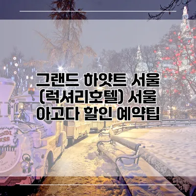 그랜드 하얏트 서울 (럭셔리호텔) 서울 아고다 할인 예약팁