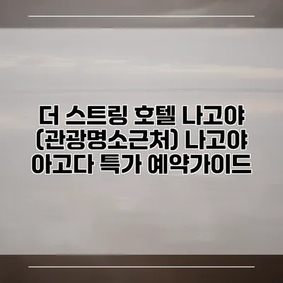 더 스트링 호텔 나고야 (관광명소근처) 나고야 아고다 특가 예약가이드