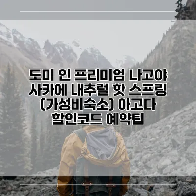 도미 인 프리미엄 나고야 사카에 내추럴 핫 스프링 (가성비숙소) 아고다 할인코드 예약팁