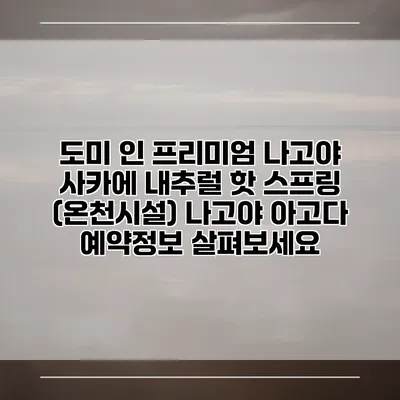 도미 인 프리미엄 나고야 사카에 내추럴 핫 스프링 (온천시설) 나고야 아고다 예약정보 살펴보세요