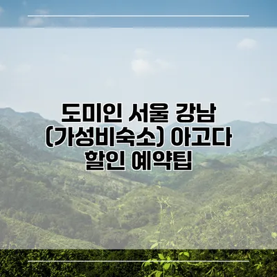 도미인 서울 강남 (가성비숙소) 아고다 할인 예약팁