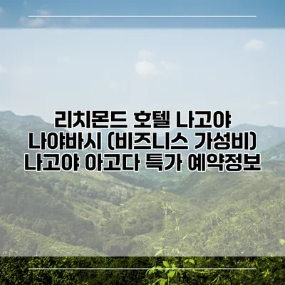 리치몬드 호텔 나고야 나야바시 (비즈니스 가성비) 나고야 아고다 특가 예약정보