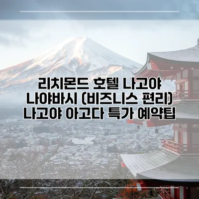 리치몬드 호텔 나고야 나야바시 (비즈니스 편리) 나고야 아고다 특가 예약팁