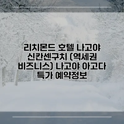 리치몬드 호텔 나고야 신칸센구치 (역세권 비즈니스) 나고야 아고다 특가 예약정보