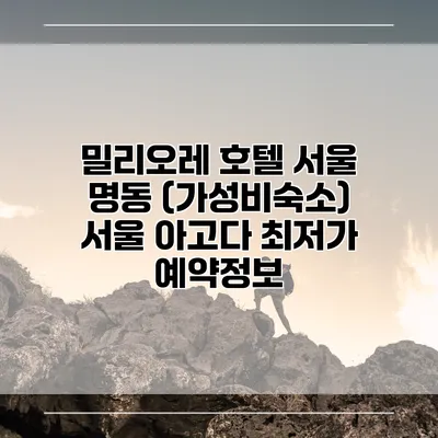 밀리오레 호텔 서울 명동 (가성비숙소) 서울 아고다 최저가 예약정보