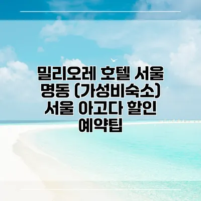 밀리오레 호텔 서울 명동 (가성비숙소) 서울 아고다 할인 예약팁
