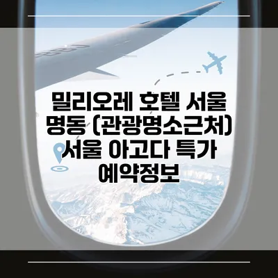 밀리오레 호텔 서울 명동 (관광명소근처) 서울 아고다 특가 예약정보