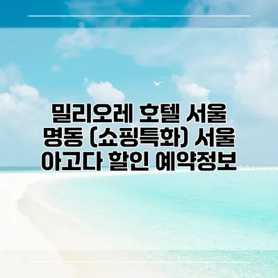 밀리오레 호텔 서울 명동 (쇼핑특화) 서울 아고다 할인 예약정보