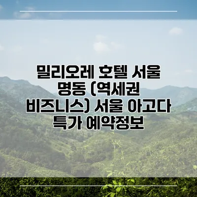 밀리오레 호텔 서울 명동 (역세권 비즈니스) 서울 아고다 특가 예약정보