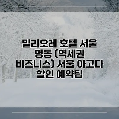 밀리오레 호텔 서울 명동 (역세권 비즈니스) 서울 아고다 할인 예약팁