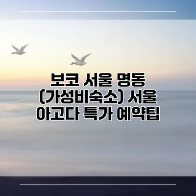 보코 서울 명동 (가성비숙소) 서울 아고다 특가 예약팁