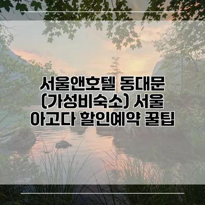 서울앤호텔 동대문 (가성비숙소) 서울 아고다 할인예약 꿀팁