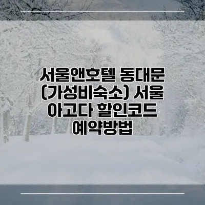 서울앤호텔 동대문 (가성비숙소) 서울 아고다 할인코드 예약방법
