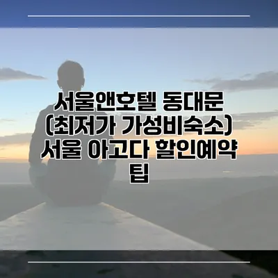 서울앤호텔 동대문 (최저가 가성비숙소) 서울 아고다 할인예약 팁