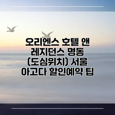 오리엔스 호텔 앤 레지던스 명동 (도심위치) 서울 아고다 할인예약 팁