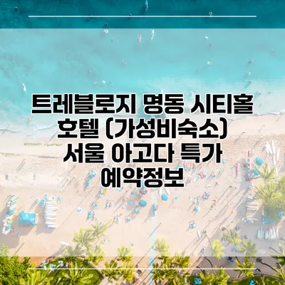 트레블로지 명동 시티홀 호텔 (가성비숙소) 서울 아고다 특가 예약정보