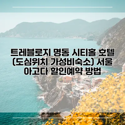 트레블로지 명동 시티홀 호텔 (도심위치 가성비숙소) 서울 아고다 할인예약 방법