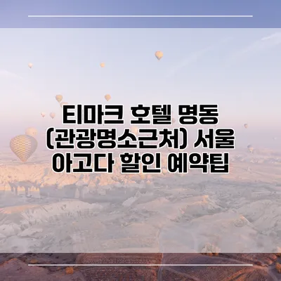 티마크 호텔 명동 (관광명소근처) 서울 아고다 할인 예약팁