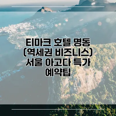 티마크 호텔 명동 (역세권 비즈니스) 서울 아고다 특가 예약팁