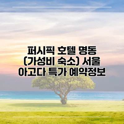 퍼시픽 호텔 명동 (가성비 숙소) 서울 아고다 특가 예약정보