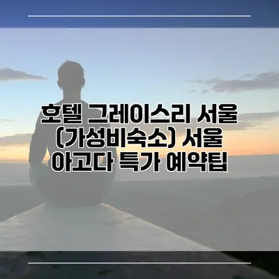 호텔 그레이스리 서울 (가성비숙소) 서울 아고다 특가 예약팁