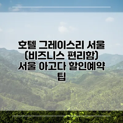 호텔 그레이스리 서울 (비즈니스 편리함) 서울 아고다 할인예약 팁