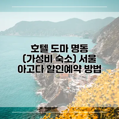 호텔 도마 명동 (가성비 숙소) 서울 아고다 할인예약 방법