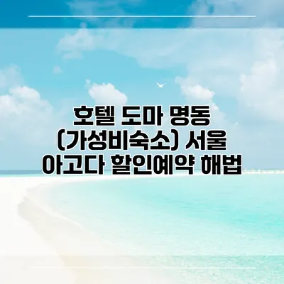 호텔 도마 명동 (가성비숙소) 서울 아고다 할인예약 해법