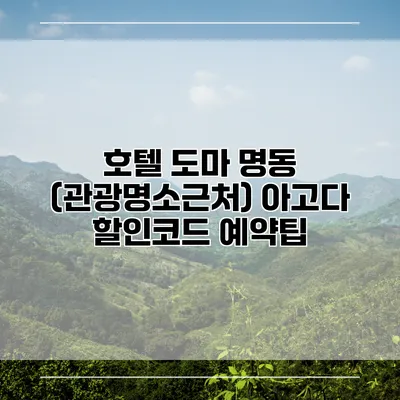 호텔 도마 명동 (관광명소근처) 아고다 할인코드 예약팁