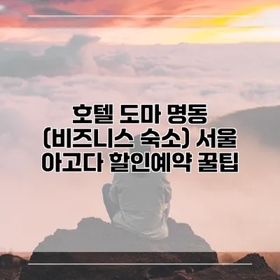 호텔 도마 명동 (비즈니스 숙소) 서울 아고다 할인예약 꿀팁
