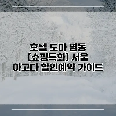 호텔 도마 명동 (쇼핑특화) 서울 아고다 할인예약 가이드