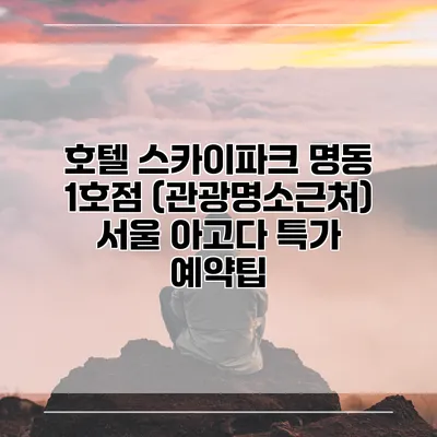 호텔 스카이파크 명동 1호점 (관광명소근처) 서울 아고다 특가 예약팁