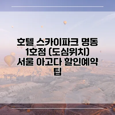 호텔 스카이파크 명동 1호점 (도심위치) 서울 아고다 할인예약 팁