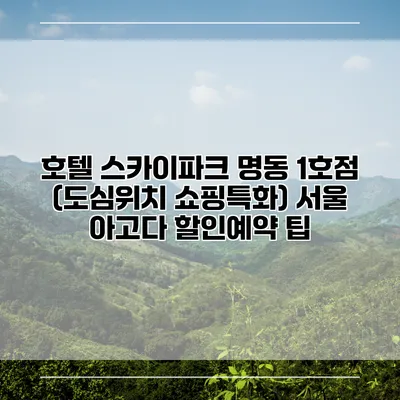 호텔 스카이파크 명동 1호점 (도심위치 쇼핑특화) 서울 아고다 할인예약 팁
