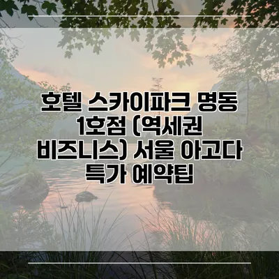 호텔 스카이파크 명동 1호점 (역세권 비즈니스) 서울 아고다 특가 예약팁