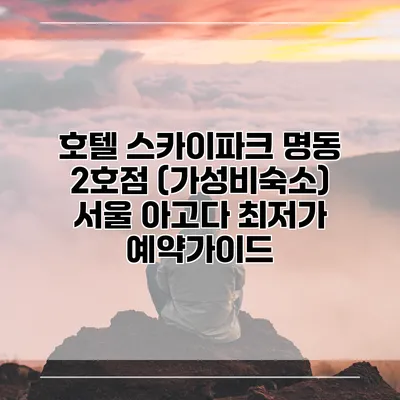 호텔 스카이파크 명동 2호점 (가성비숙소) 서울 아고다 최저가 예약가이드