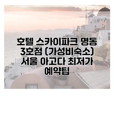 호텔 스카이파크 명동 3호점 (가성비숙소) 서울 아고다 최저가 예약팁