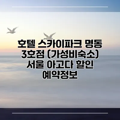 호텔 스카이파크 명동 3호점 (가성비숙소) 서울 아고다 할인 예약정보