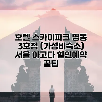 호텔 스카이파크 명동 3호점 (가성비숙소) 서울 아고다 할인예약 꿀팁