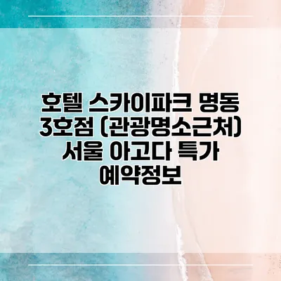 호텔 스카이파크 명동 3호점 (관광명소근처) 서울 아고다 특가 예약정보