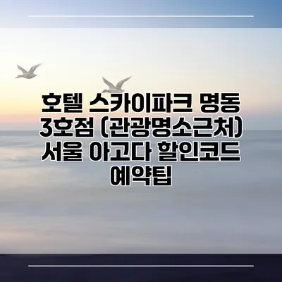 호텔 스카이파크 명동 3호점 (관광명소근처) 서울 아고다 할인코드 예약팁