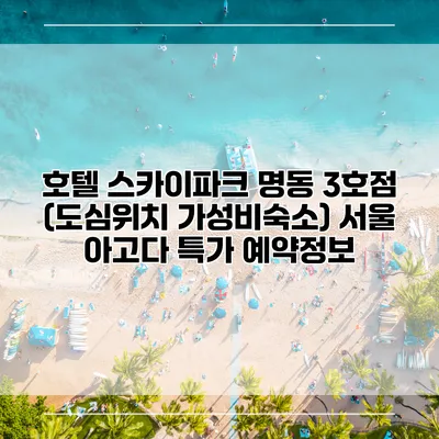 호텔 스카이파크 명동 3호점 (도심위치 가성비숙소) 서울 아고다 특가 예약정보