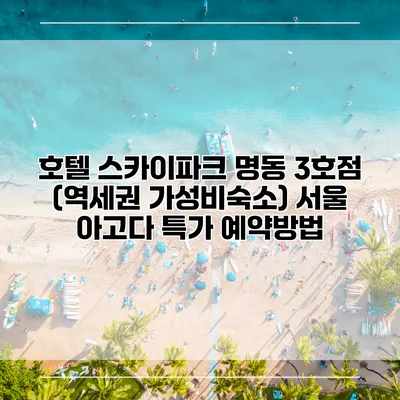 호텔 스카이파크 명동 3호점 (역세권 가성비숙소) 서울 아고다 특가 예약방법