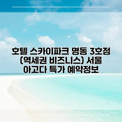 호텔 스카이파크 명동 3호점 (역세권 비즈니스) 서울 아고다 특가 예약정보