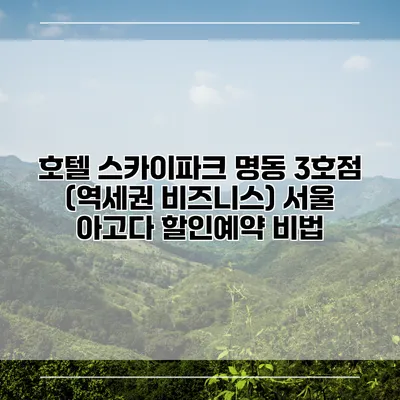 호텔 스카이파크 명동 3호점 (역세권 비즈니스) 서울 아고다 할인예약 비법