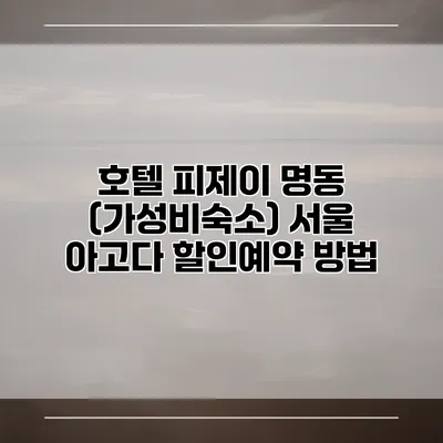 호텔 피제이 명동 (가성비숙소) 서울 아고다 할인예약 방법