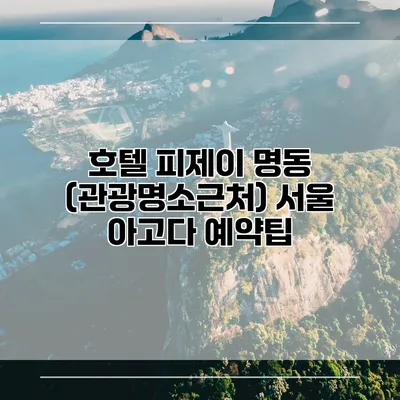 호텔 피제이 명동 (관광명소근처) 서울 아고다 예약팁