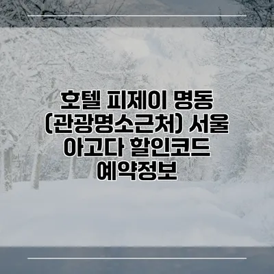 호텔 피제이 명동 (관광명소근처) 서울 아고다 할인코드 예약정보